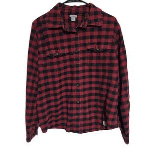 Carhartt Button Front Shirt Womens Size Large Red Black Plaid Flannel